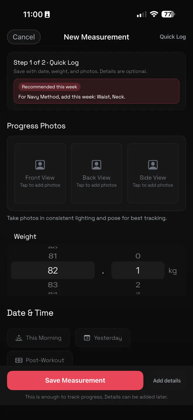 OpenLift measurements screenshot 1
